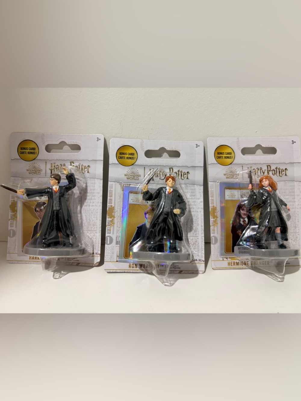Harry Potter, Hermione Granger, and Ron Weasley 3pk w/ Bonus Card ✨ collectible